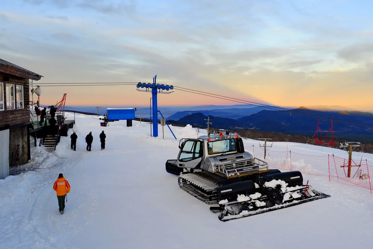 Ski lift on Villarrica at sunset